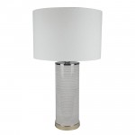 Ocean - Chrome & Grey Glass Table Lamp with White Shade Ocean - Chrome & Grey Glass Table Lamp with White Shade