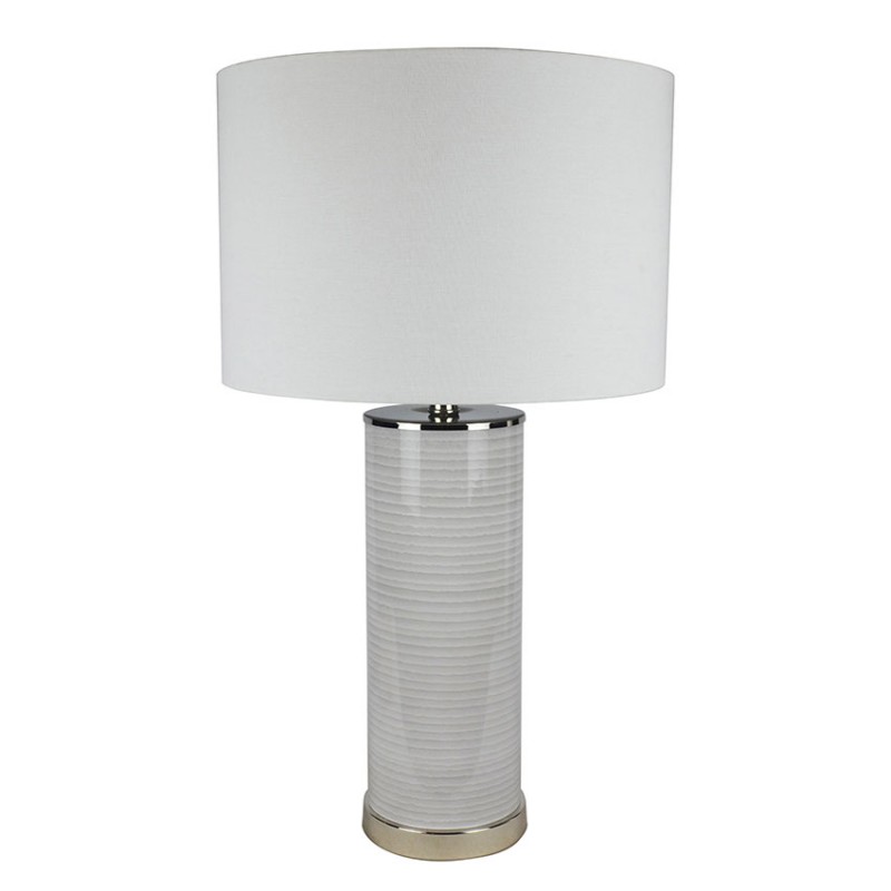 Cork Lighting-TL23598 - Ocean - Chrome & Grey Glass Table Lamp with White Shade