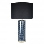 Ocean - Chrome & Blue Glass Table Lamp with Black Shade Ocean - Chrome & Blue Glass Table Lamp with Black Shade
