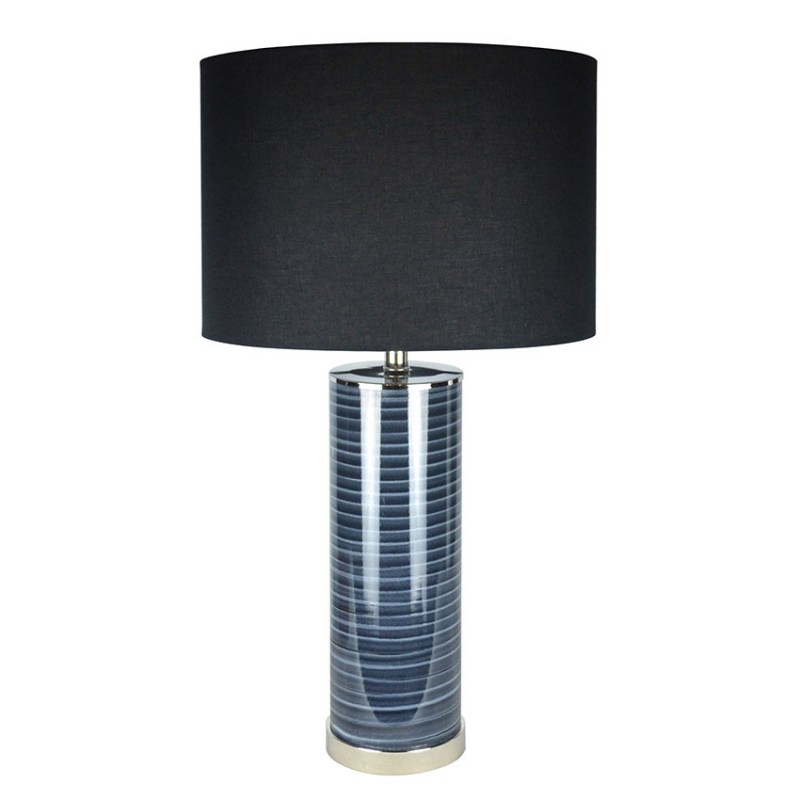Cork Lighting-TL24688 - Ocean - Chrome & Blue Glass Table Lamp with Black Shade