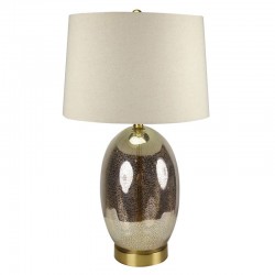 Mercury - Antique Brass & Mercury Glass Table Lamp with Natural Linen Shade Mercury - Antique Brass & Mercury Glass Table Lamp with Natural Linen Shade