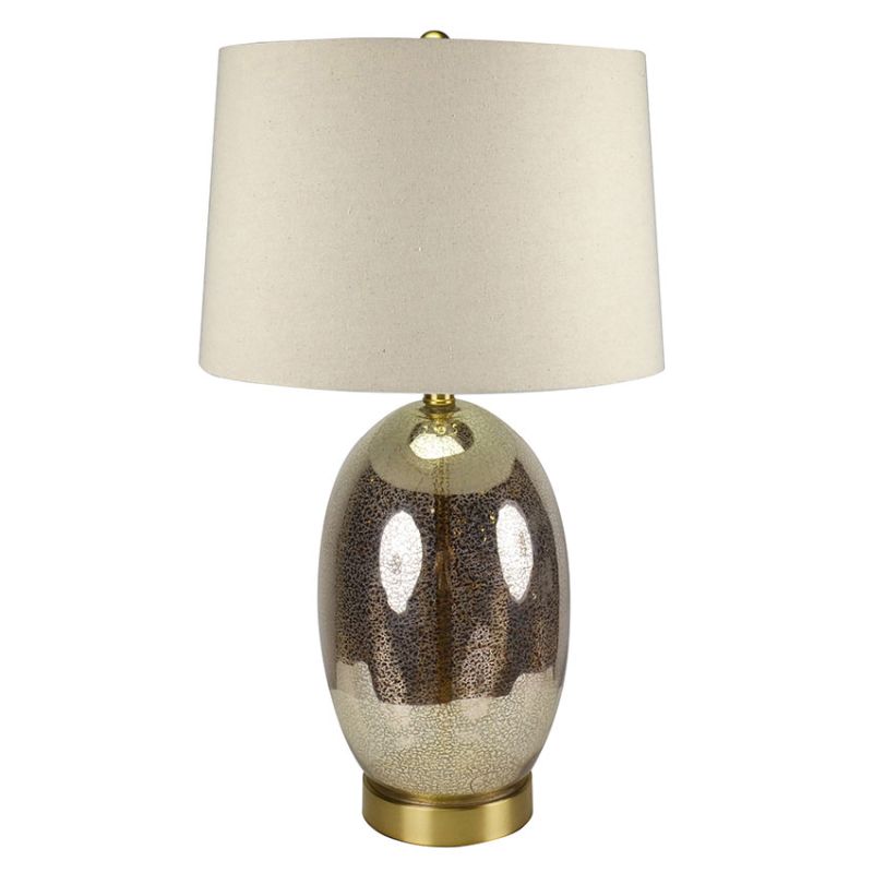 Cork Lighting-TL24926 - Mercury - Antique Brass & Mercury Glass Table Lamp with Natural Linen Shade