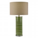 Ocean - Green Glass Table Lamp with Oatmeal Shade Ocean - Green Glass Table Lamp with Oatmeal Shade
