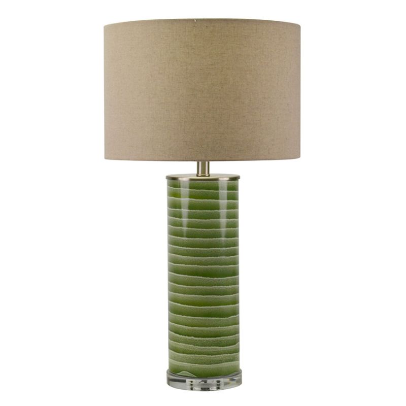 Cork Lighting-TL24972 - Ocean - Green Glass Table Lamp with Oatmeal Shade