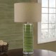 Cork Lighting-TL24972 - Ocean - Green Glass Table Lamp with Oatmeal Shade