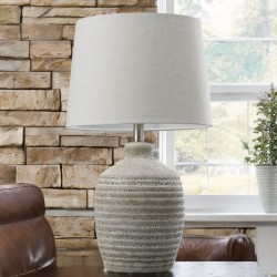 Jolan - Decorative Ceramic Table Lamp with Grey Shade