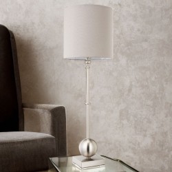 Sadie - Satin Nickel Table Lamp with Beige Shade