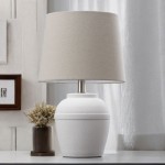 Jolan - White Ceramic Table Lamp with Beige Shade