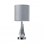 Silvi - Polished Nickel & Crystal Table Lamp with Grey Shade