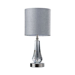 Silvi - Polished Nickel & Crystal Table Lamp with Grey Shade