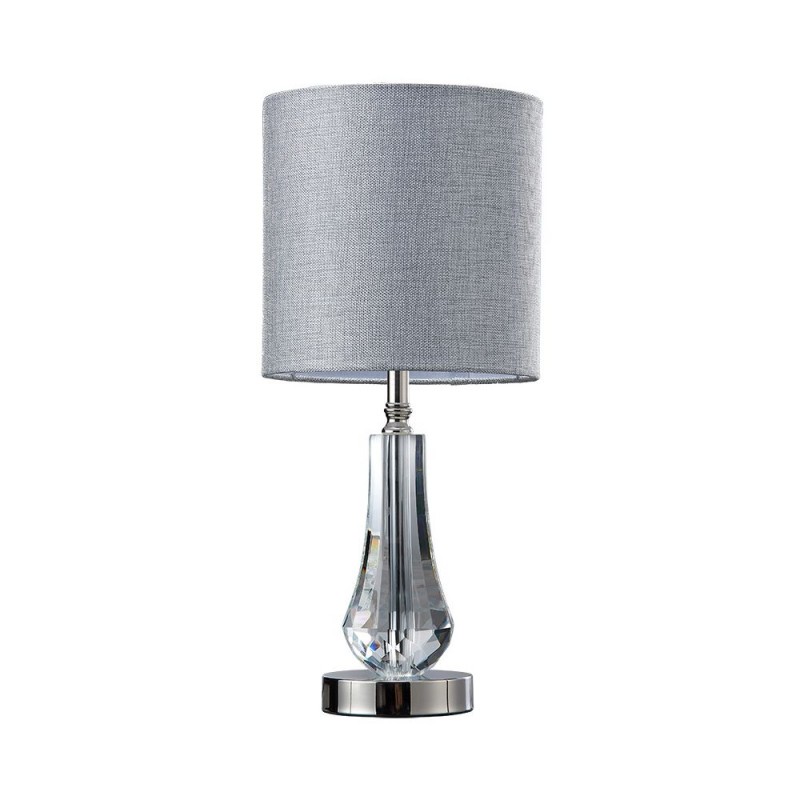 Cork Lighting-TL30209/PN - Silvi - Polished Nickel & Crystal Table Lamp with Grey Shade