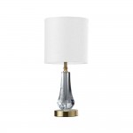 Silvi - Satin Brass & Crystal Table Lamp with White Shade