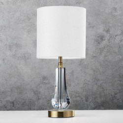Silvi - Satin Brass & Crystal Table Lamp with White Shade