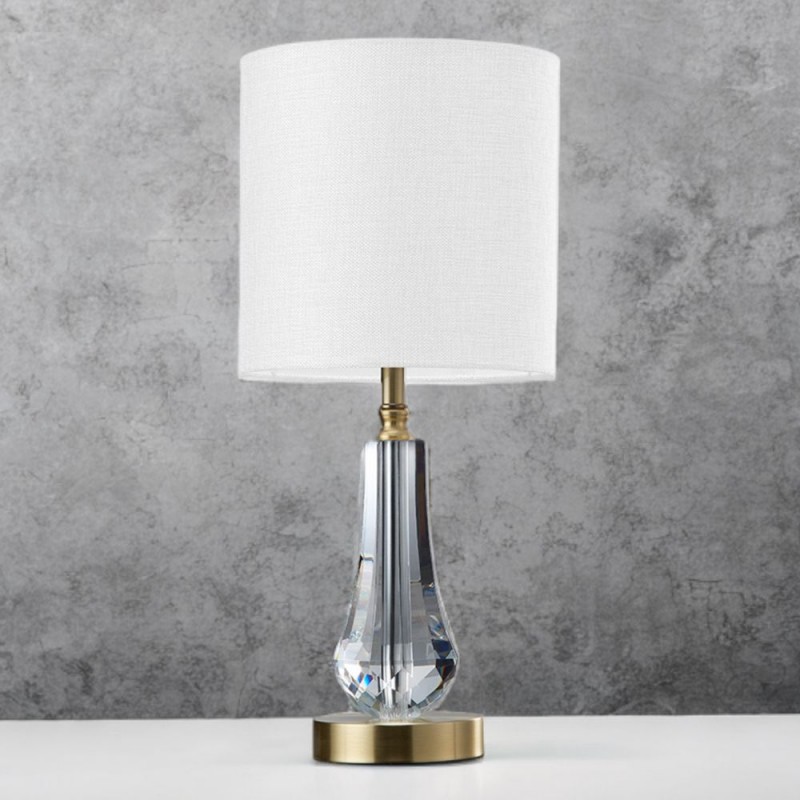 Cork Lighting-TL30209/SB - Silvi - Satin Brass & Crystal Table Lamp with White Shade