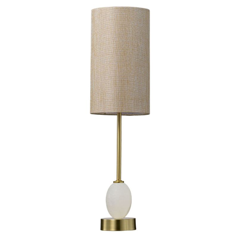 Cork Lighting-TL40221/SB - Dalma - Satin Brass Table Lamp with Oatmeal Shade