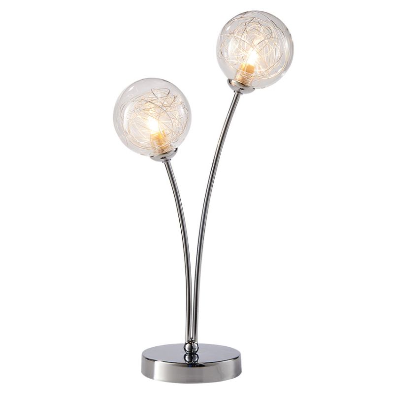 Cork Lighting-TL4357/2CR - Nasa - Chrome 2 Light Table Lamp with Chrome Wire & Clear Glass