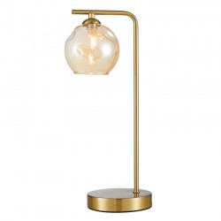 Genoa - Matt Brass Table Lamp with Dimpled Amber Glass Genoa - Matt Brass Table Lamp with Dimpled Amber Glass