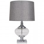 Sandra - Decorative Glass Table Lamp with Grey Linen Shade Sandra - Decorative Glass Table Lamp with Grey Linen Shade