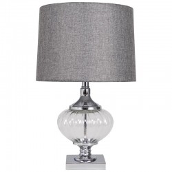 Sandra - Decorative Glass Table Lamp with Grey Linen Shade Sandra - Decorative Glass Table Lamp with Grey Linen Shade