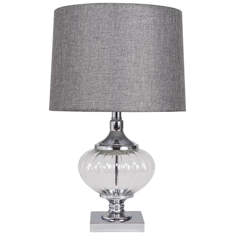 Cork Lighting-TL65001 - Sandra - Decorative Glass Table Lamp with Grey Linen Shade