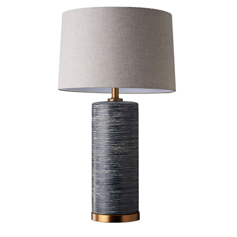 Cork Lighting-TL70387 - Dolce - Blue Ceramic Table Lamp with Oatmeal Shade