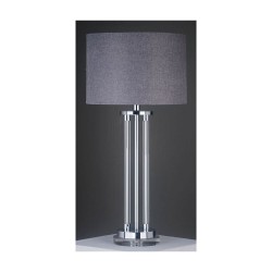 Arlo - Nickel & Clear Glass Table Lamp with Grey Shade