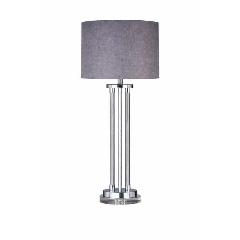 Cork Lighting-TL78085 - Arlo - Nickel & Clear Glass Table Lamp with Grey Shade