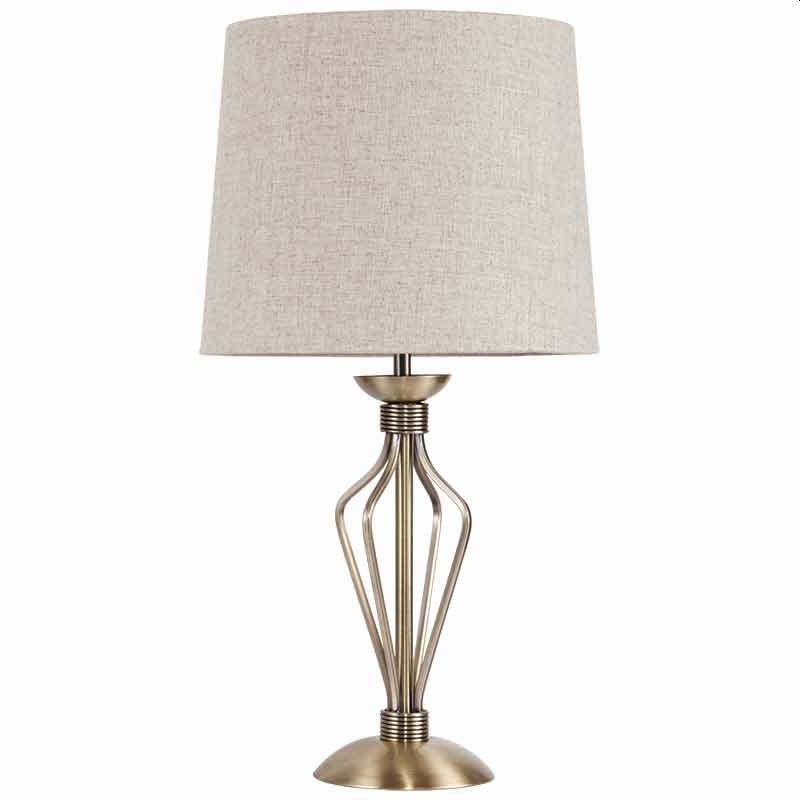 Cork Lighting-TL8525/ANT - Clarie - Antique Brass Table Lamp with Natural Linen Shade