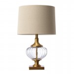 Sandra - Decorative Glass Table Lamp with Natural Linen Shade Sandra - Decorative Glass Table Lamp with Natural Linen Shade
