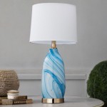 Dolce - Blue Ceramic Table Lamp with White Shade Dolce - Blue Ceramic Table Lamp with White Shade