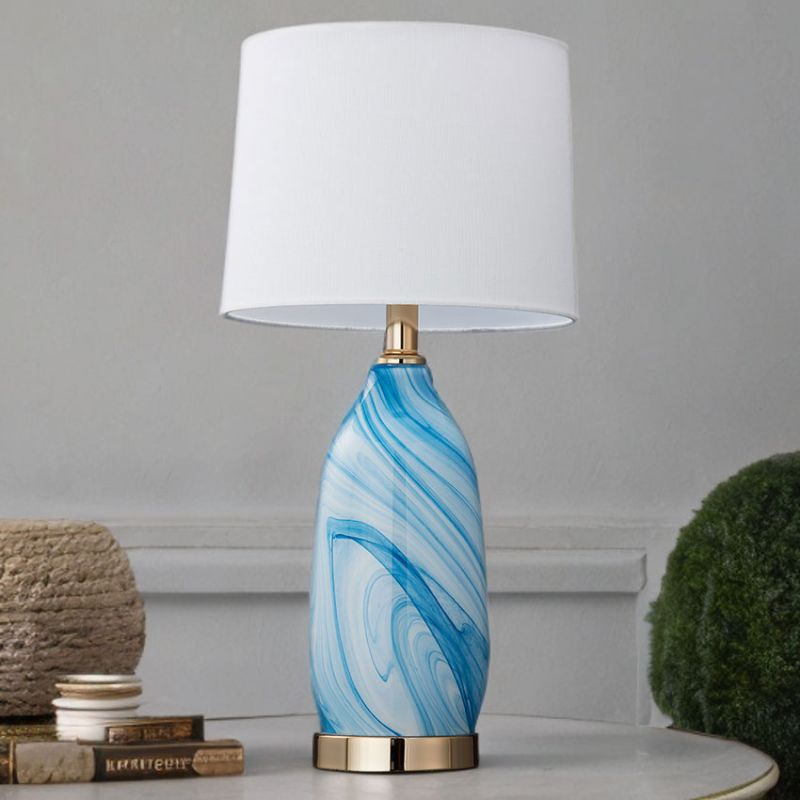 Cork Lighting-TL89437 - Dolce - Blue Ceramic Table Lamp with White Shade