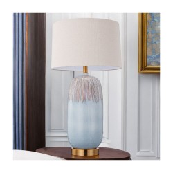 Margo - Blue Ceramic Table Lamp with Beige Shade