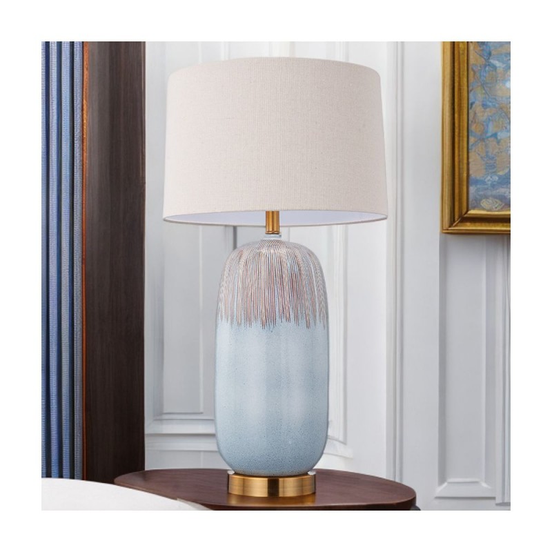 Cork Lighting-TL89722 - Margo - Blue Ceramic Table Lamp with Beige Shade
