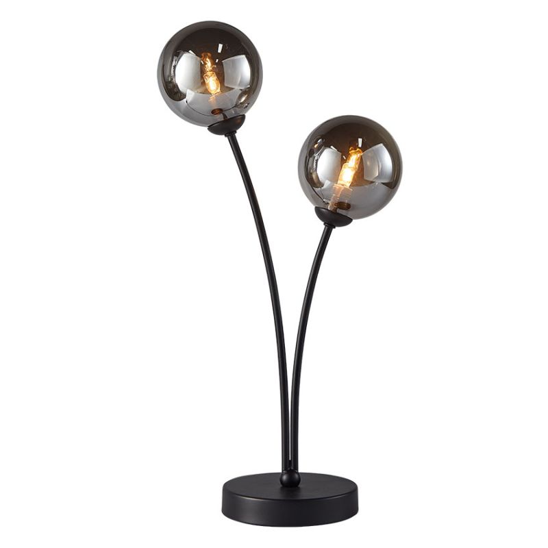 Cork Lighting-TL9455/2BL - Blarney - Black 2 Light Table Lamp with Smoked Mirrored Glass