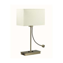 Maya - Antique Brass Reading Table Lamp with Cream Shade