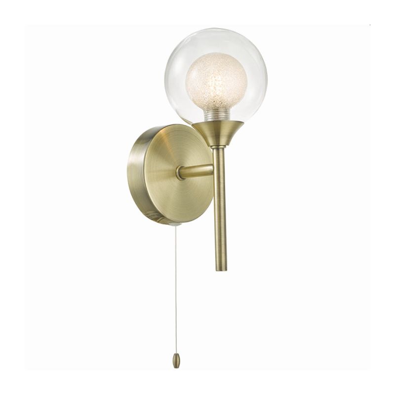Cork-Lighting-WB16053/1AB - Acqua Globe - Antique Brass with Double Glass Single Wall Lamp