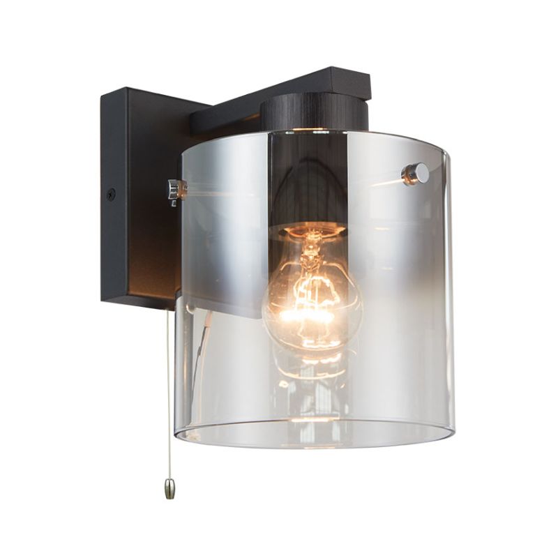 Cork Lighting-WB1607/1BL - Vintage - Black Wall Lamp with Ombre Smoked Glass