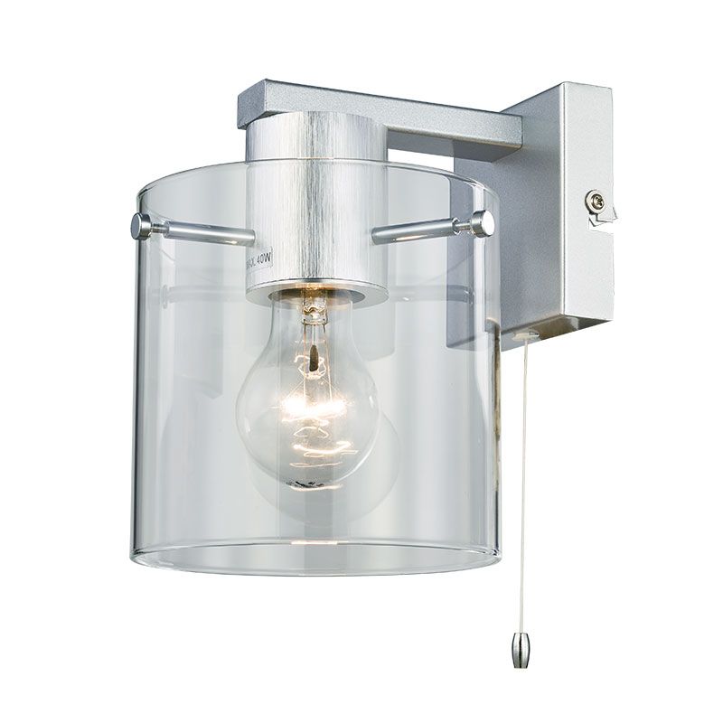 Cork Lighting-WB1607/1CLR - Vintage - Aluminium Wall Lamp with Clear Glass