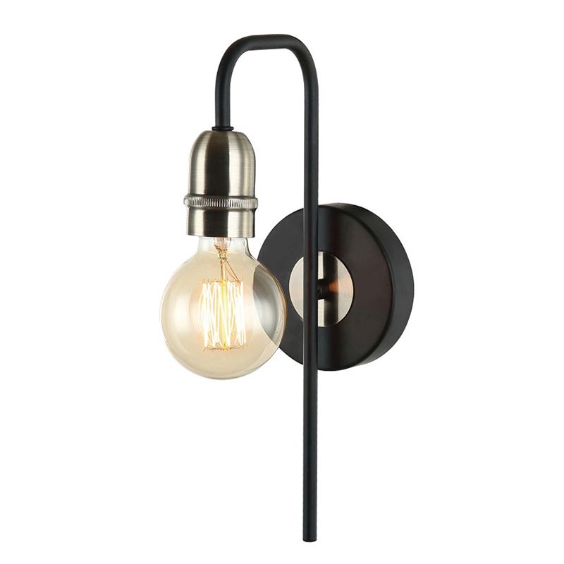 Cork Lighting-WB1966/1BL+AB - Venus - Black & Antique Brass Wall Lamp