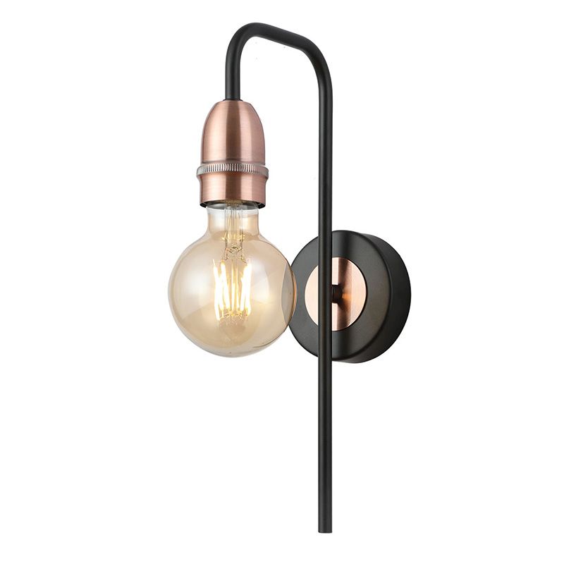 Cork Lighting-WB1966/1BL+CP - Venus - Black & Copper Wall Lamp