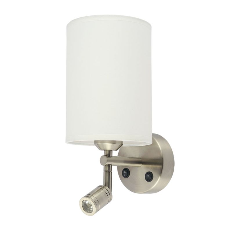 Cork Lighting-WB2156/3WSN - Ashley - Satin Nickel & White Wall Lamp with Reading LED