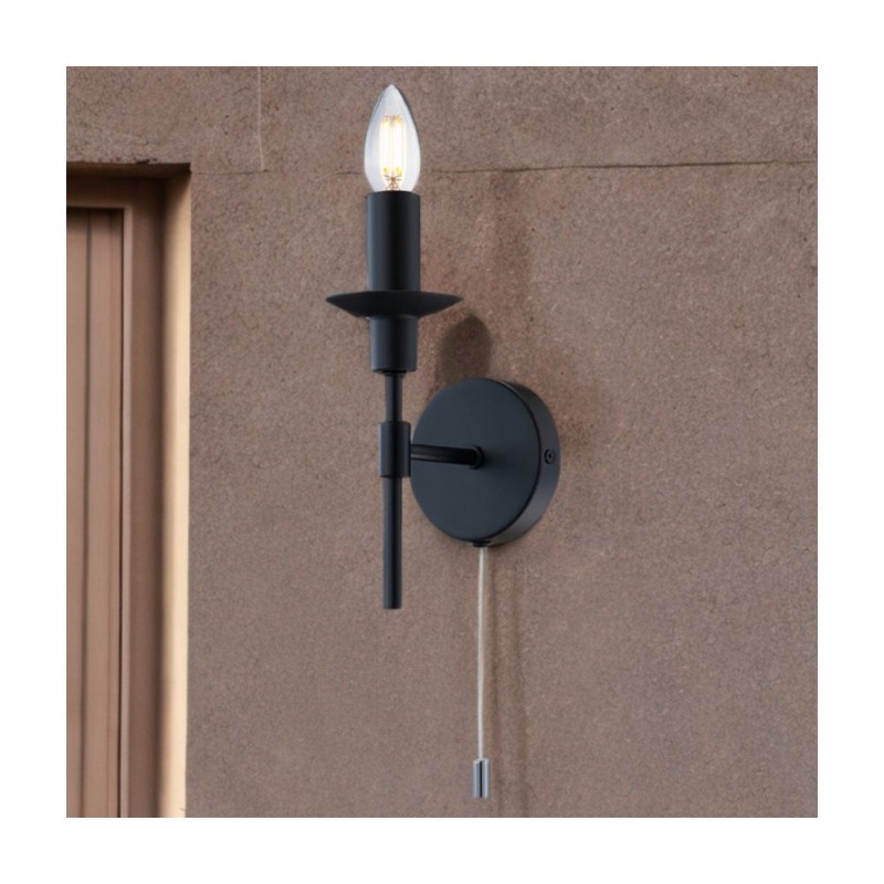 Cork Lighting-WB2415/1BL - Aradena - Matt Black Wall Lamp