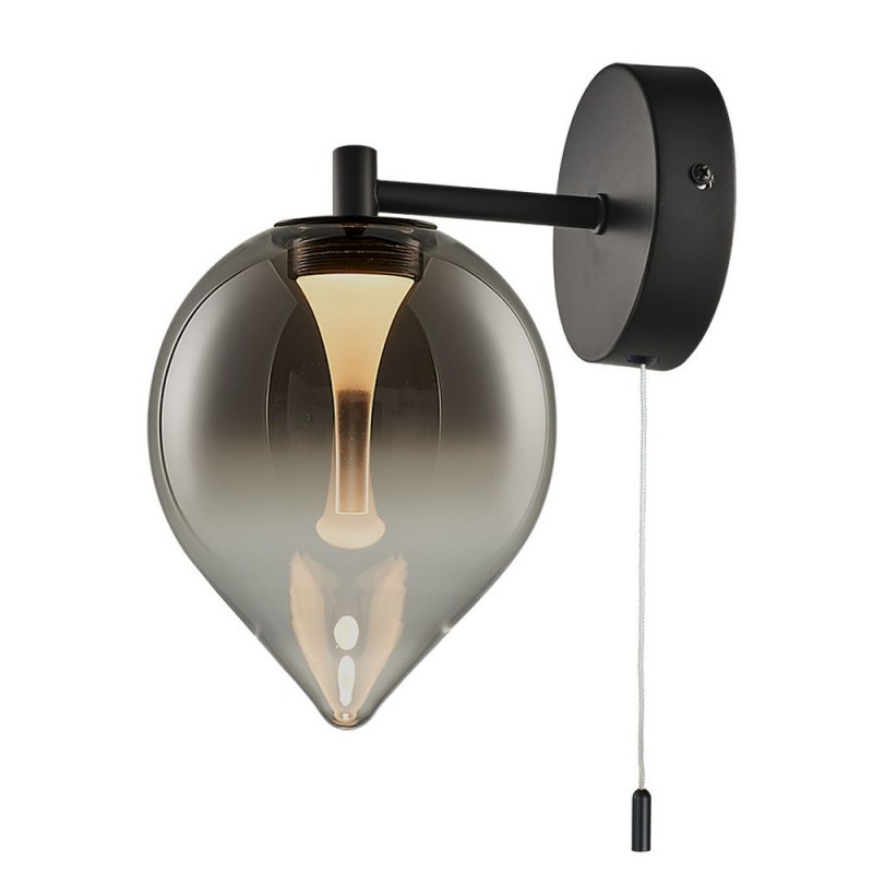Cork Lighting-WB2576/1SMK - Vetro - Black LED Wall Lamp with Smoked Glass