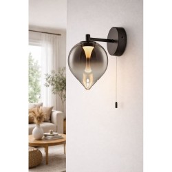 Vetro - Black LED Wall Lamp with Smoked Glass