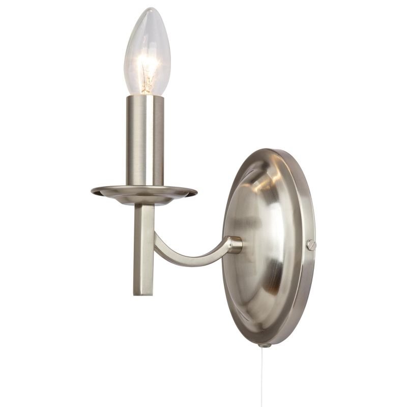 Wall Lights - Lugano - Traditional Satin Nickel Wall Lamp Cork-Lighting-WB2633/1SN - Lugano - Traditional Satin Nickel Wall Lamp