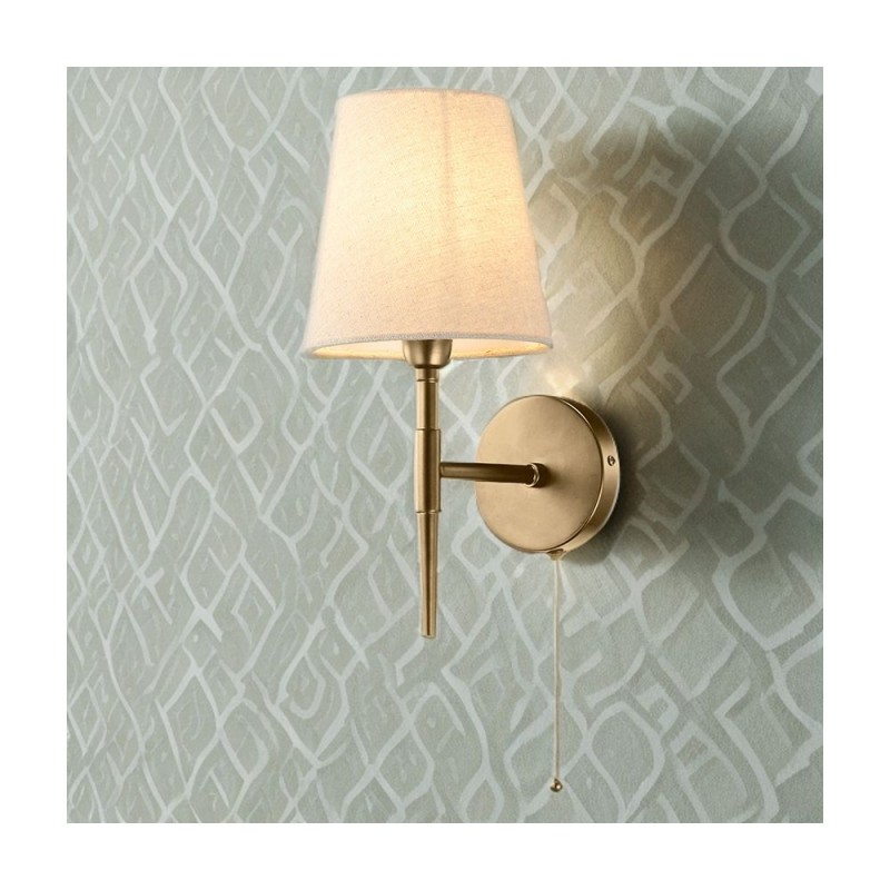 Cork Lighting-WB2840/1AB - Shandon - Antique Brass Wall Lamp with Cream Shade