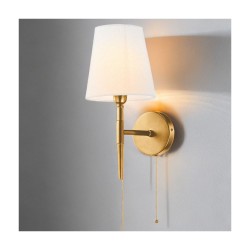 Shandon - Matt Brass Wall Lamp with White Shade