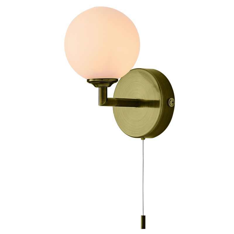 Cork Lighting-WB322/1AB - Mini Globe - Antique Brass with Glass Globe Wall Lamp
