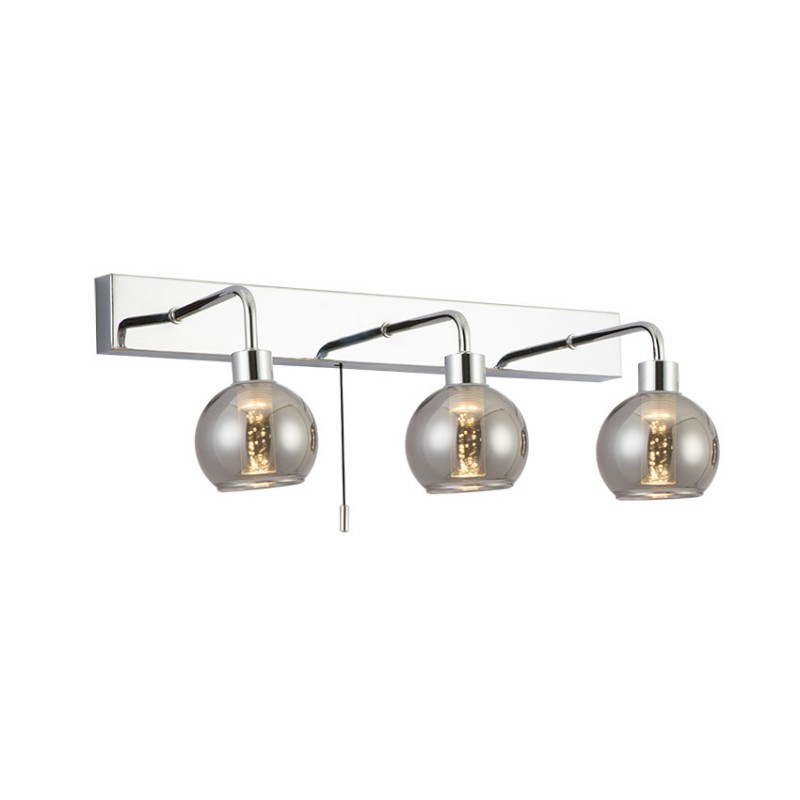 Cork Lighting-WB4025-3CR - Reyna - Chrome 3 Light LED Wall Lamp with Double Glasses