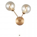 Nasa - Satin Brass 2 Light Wall Lamp with Amber Glass Nasa - Satin Brass 2 Light Wall Lamp with Amber Glass